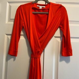 Orange wrap dress